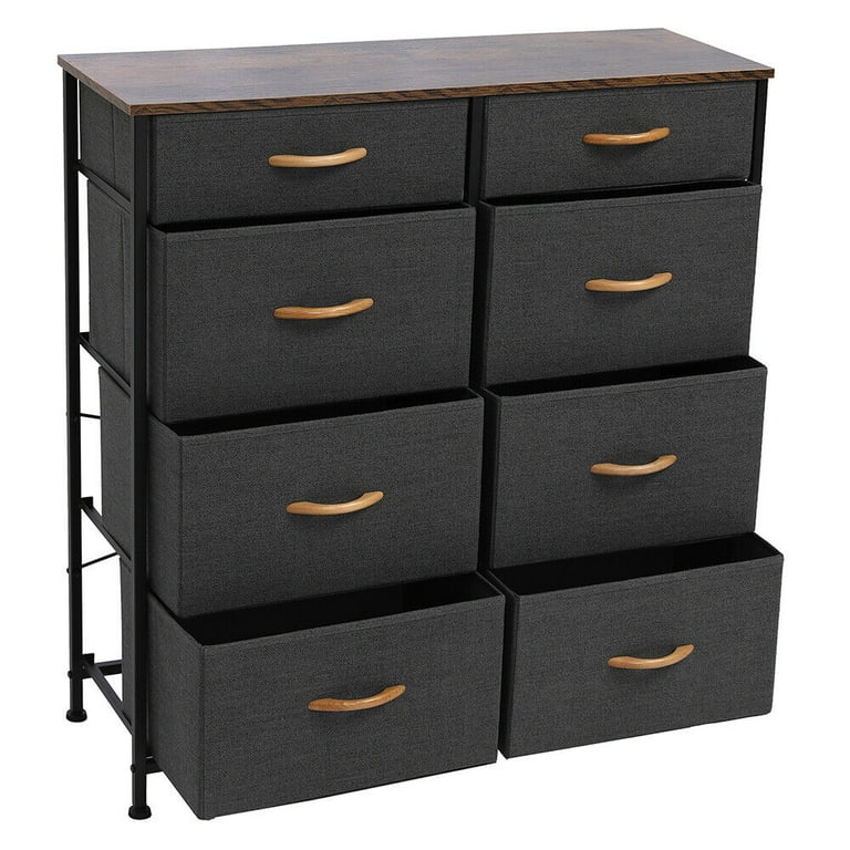 SALE CLEARANCE Tall Dresser Storage Tower Stand Sturdy Steel Frame Wood Top 8 Drawer Easy Pull Fabric Bin Organizer for Bedroom Hallway