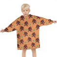 thumbnail image 3 of Orange Bigfoot and Grass Pattern Blanket Hoodies for Kids 6-13YR Oversize Wearable Blanket Hoodies for Boys Girls Teens, 3 of 7
