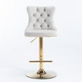 thumbnail image 3 of 360° Swivel Thickened Velvet Barstools with Adjusatble Seat Height & Comfortable Tufted Backs, Set of 2 Beige, 3 of 5