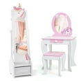 thumbnail image 1 of Costway Kids Vanity Set Princess Makeup Dressing Table & Chair Set with Kids Jewelry Armoire White, 1 of 9
