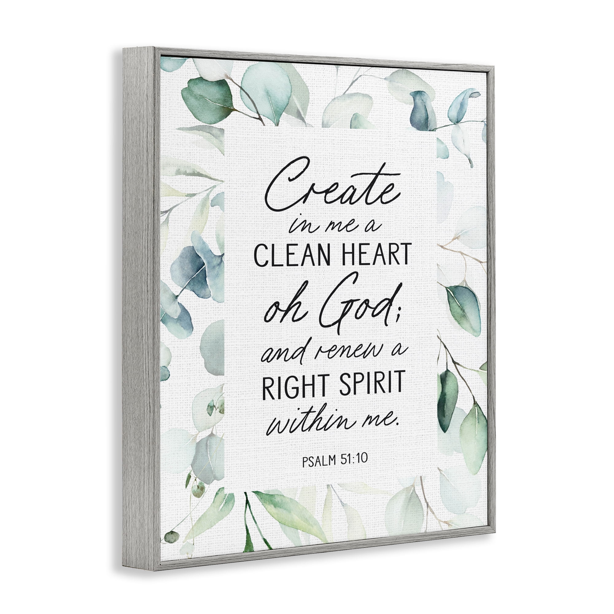 Clean Heart & Right Spirit Gray Framed Giclee Art, design by Lettered and Lined