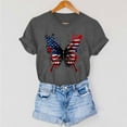 thumbnail image 6 of Womens 4Th Of July Summer Tops for Womens，Summer American Flag Printed T-Shirt Round Neck Tee Short Sleeve Top Retro Dressy Tee Shirts Vacation Beach Party Tunics Blouses 2025 Summer, 6 of 7