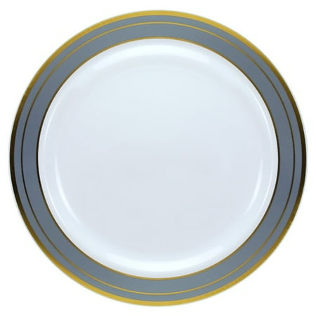 Platinum Rim Soup Plate - Lillian Dinnerware Magnificense Plastic Plate, 10.25