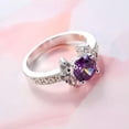 thumbnail image 4 of Purple Zirconia Round Cz Flower Women's 925 Silver Wedding Finger Ring Size 6-10, 4 of 5