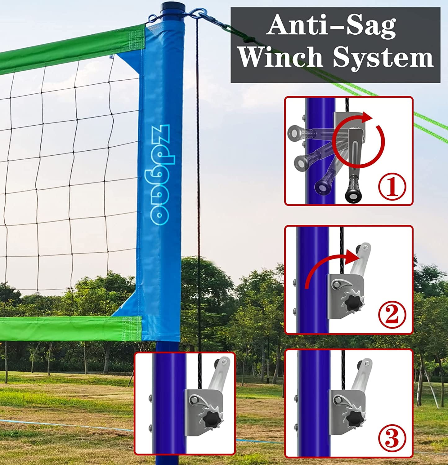 Zdgao Volleyball Set with Adjustable Height Poles for Backyard, Beach, Lawn