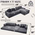 thumbnail image 2 of 110" L Shaped Modular Sectional Couch with Reversible Chaise, 3-in-1Memory Foam Boneless Couch for Living Room,Corduroy Folding Floor Cloud Couch Bed (Left Facing Sofa), 2 of 8