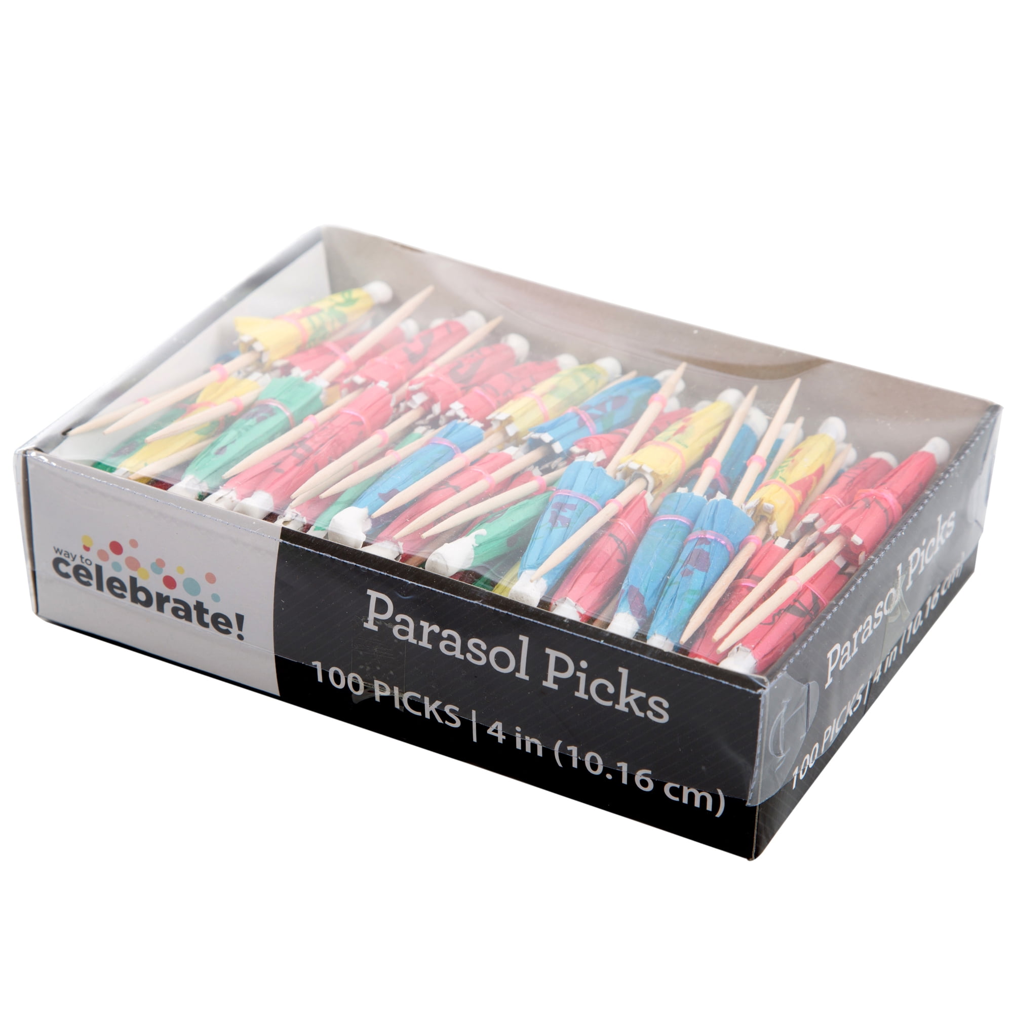 (2 pack) Way to Celebrate! Tropical Paper Drink Umbrellas, Assorted, 100ct