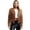 Brown, variant on Women's Faux Suede Fringe Cropped Jacket Long Sleeve Vintage Cardigan Swing Tassel Outwear White L