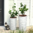 thumbnail image 7 of Outdoor Concrete Large Pots, 2PCS Outdoor Indoor Modern Planter, 20" and 18" H Decorative Tall Flower Pot for Patio, Garden, Home and Office, 7 of 7