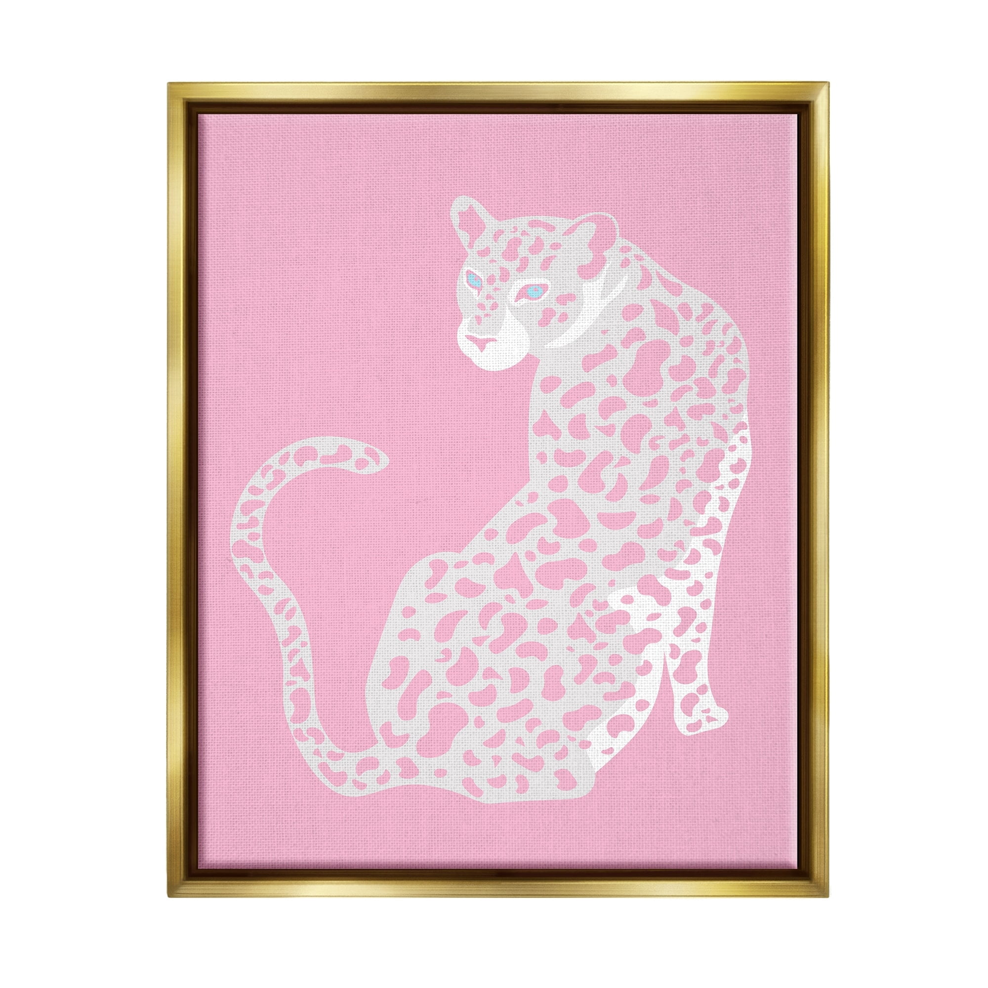 Stupell Industries Pink Modern Leopard Cheetah Portrait Piercing Gaze Graphic Art Metallic Gold Floating Framed Canvas Print Wall Art, Design by Birch&Ink