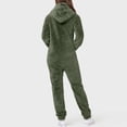 thumbnail image 3 of Gibobby Mono Corto Informal Pijama de manga larga de lana artificial para mujer Casual Color sólido Cremallera Suelto con capucha Mono Pijama Casual Invierno Cálido Rompe Lind(Verdinegro， XXXL), 3 of 5