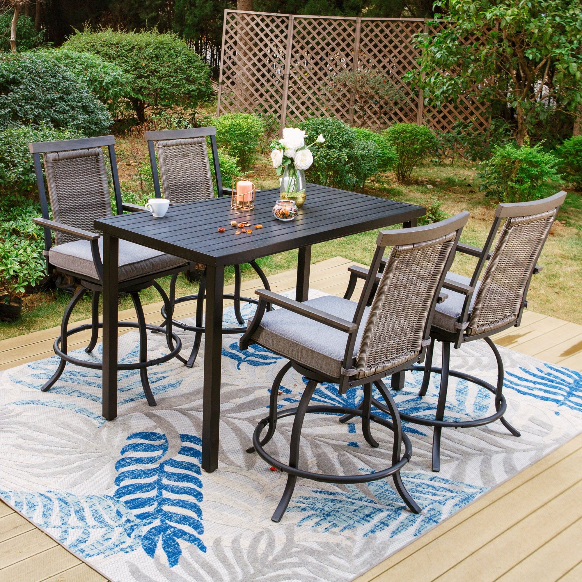 MF Studio 5Piece All Weather Patio Counter Height Pub Set with Swivel