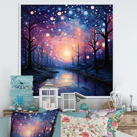 Designart "Colorful Sky Photo delicate Illusion II" Landscapes Floater Framed Wall Art Living Room