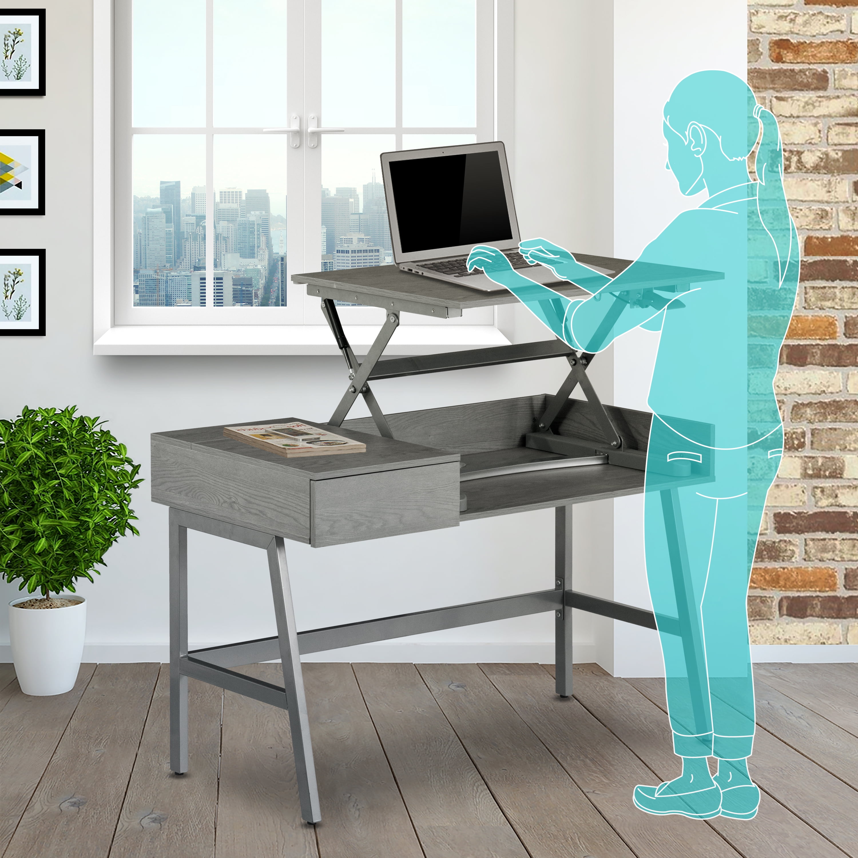 Techni Mobili Contemporary Sit To Stand Adjustable Standing Desk