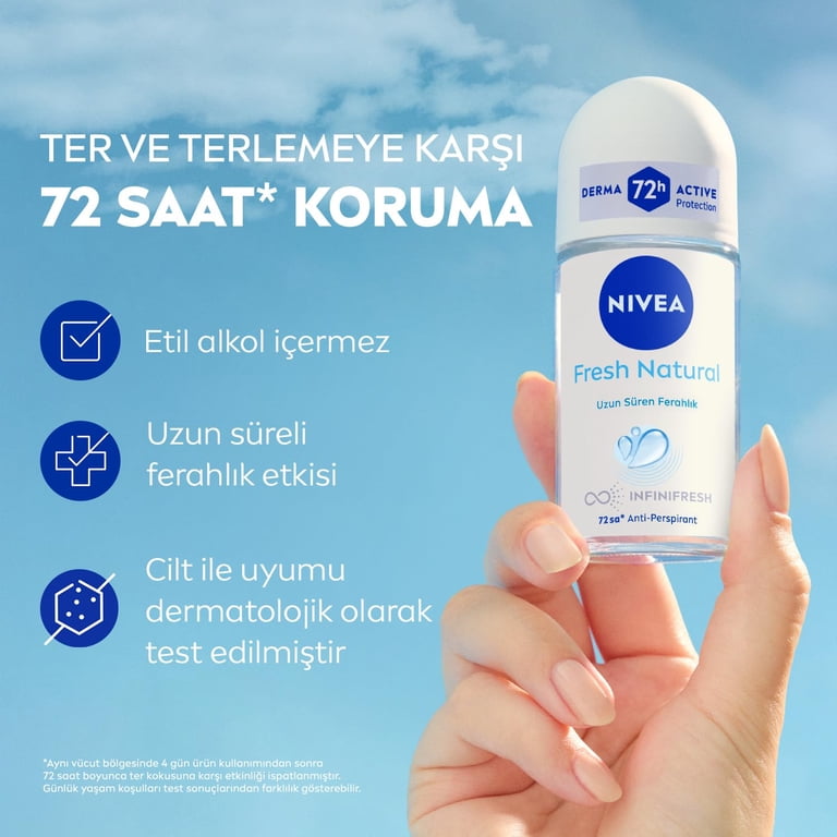 Nivea Fresh Natural Roll-On Deodorant Pack of 3 x 50 ml - Walmart.com