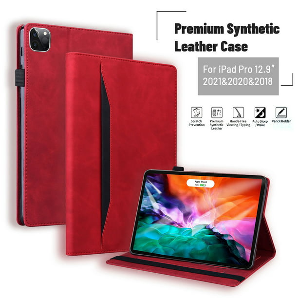 iPad Pro 12.9 2021 Case 5th/4th/3rd Generation Case, Dteck PU Leather with  Front Pocket Strap Multiple Viewing Angles Stand Folio Cover with Auto Wake  