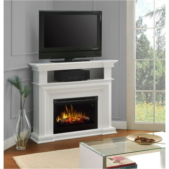 Bowery Hill Corner Tv Stand With Electric Fireplace In White