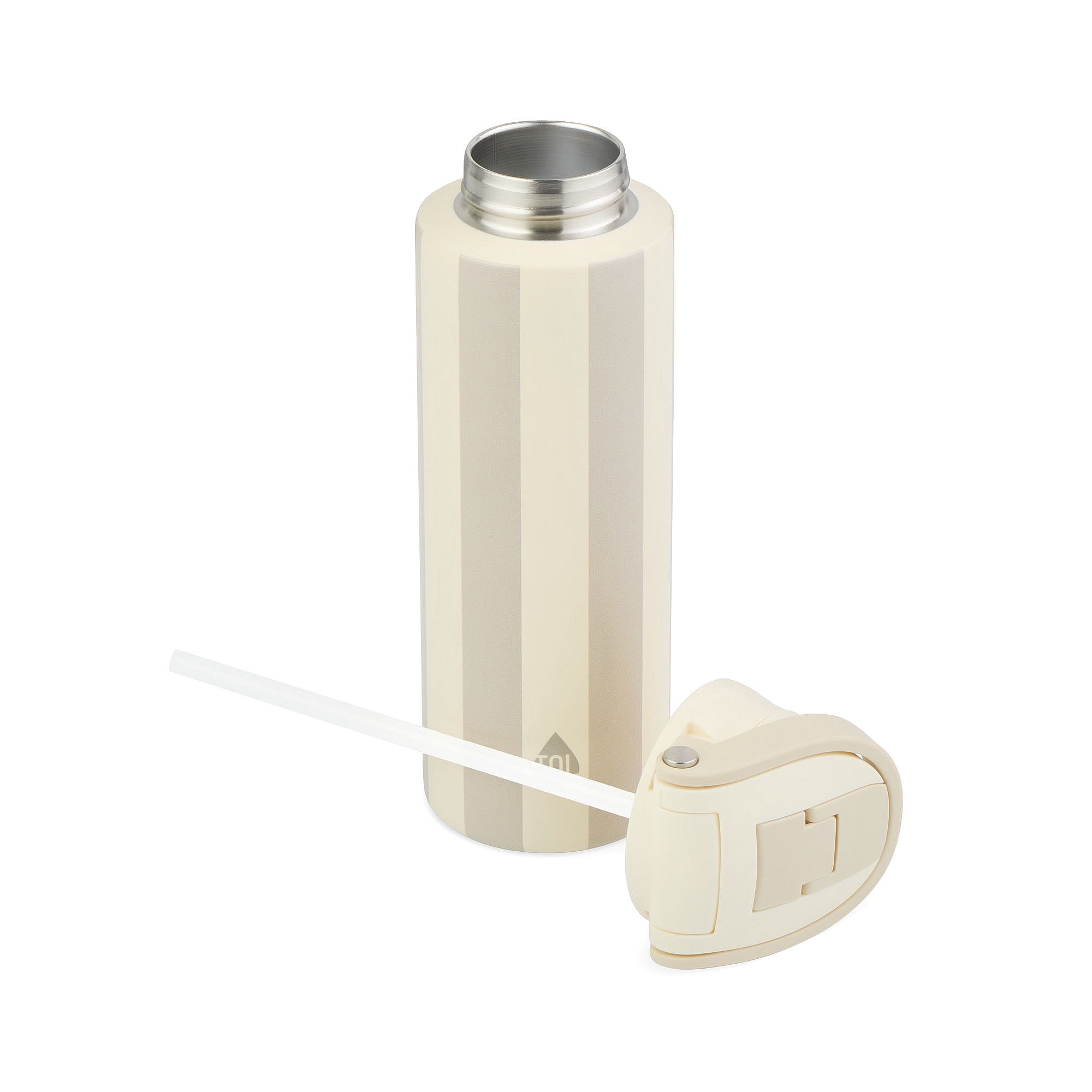TAL Stainless Steel 2-in-1 Straw and Chug Water Bottle with Push Lid 24 fl oz, Cream Stripe