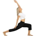 thumbnail image 3 of Women's Capri Pants Casual Loose Yoga Pants Comfy Workout Elastic Waist Pant with Pockets Summer Black, 3 of 6