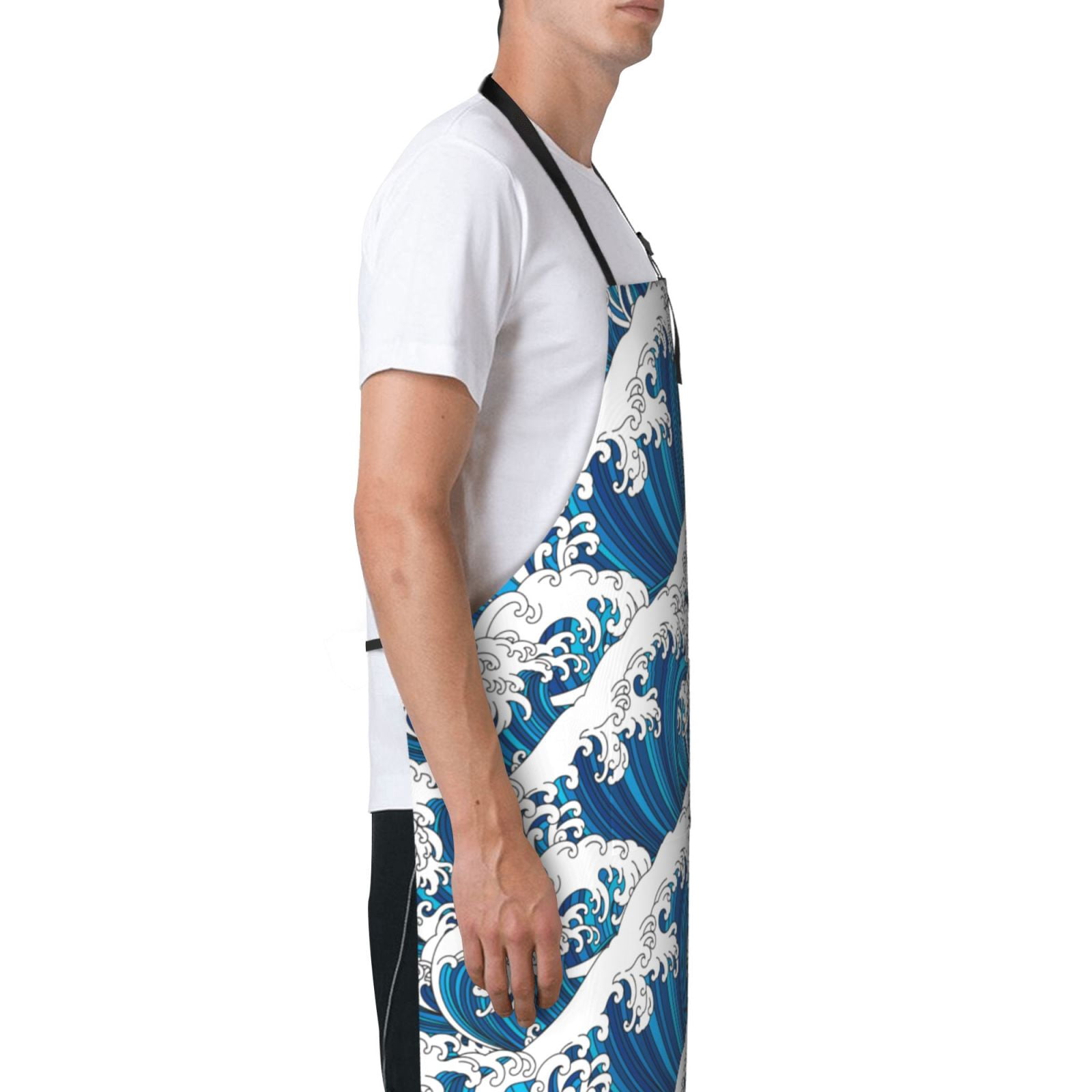 XMXT 1 Pcs Waterproof Kitchen Cooking Apron, Japanese Wave Print