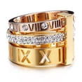 thumbnail image 3 of Titanium Steel Rhombus Ring Exotic Inlaid Zircon Two Tone Fashion Ring with Diamond Roman Letters Nippon Korea, 3 of 5