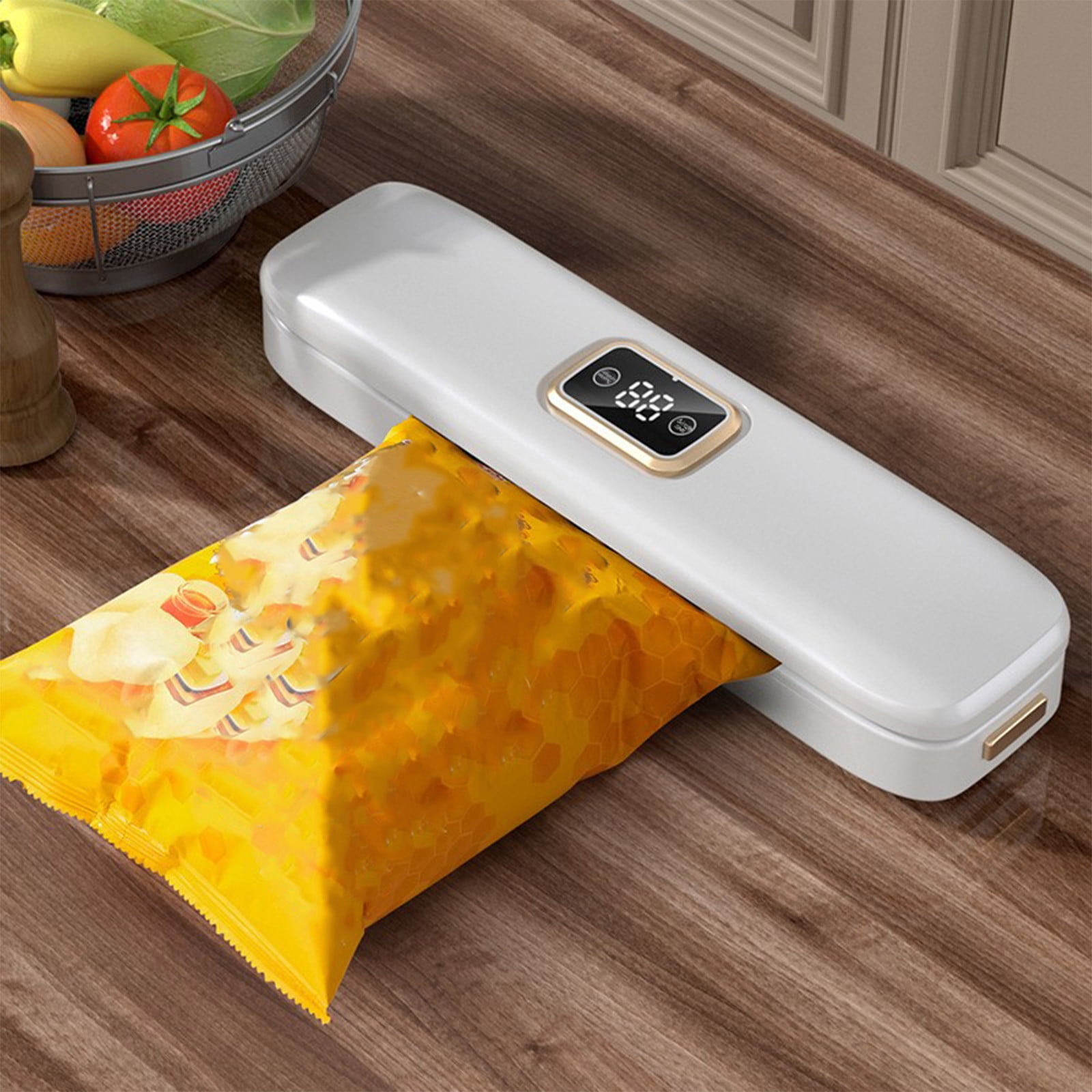 Byujiro Vacuum Sealer Machine with Digital Display, Automatic Food Sealer with 10 Vacuum Bags, Air Sealing System for Food Storage, Kitchen Organization & Meal Prep