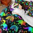 thumbnail image 4 of Castle Fairy Teens Animal Dinosaurs Bedding Comforter Set 7 Pieces,Floral Rainbow Full Bedding Set Lightweight,Abstract Gradient Fitted Sheet Flat Sheet,Lightweight Room Decor,Reversible, 4 of 8