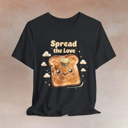 Breakfast Spread The Love Toast T Shirt Kawaii Foodie Graphic Tee Cute Top Short Sleeve Round Neck Black S-5XL