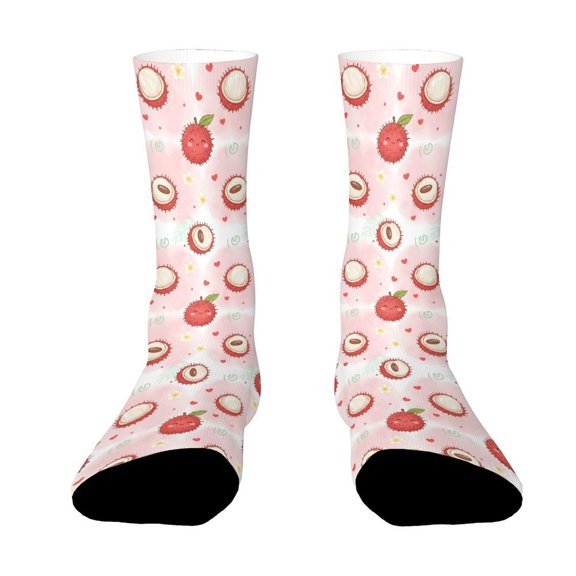 Cute Rambutan Funny Novelty Crew Socks for Women Men Sports