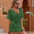 thumbnail image 3 of Green Floral Geometric Pattern Women's Luxury Party Dress Evening Dresses Ladies Cover Ups, 3 of 6
