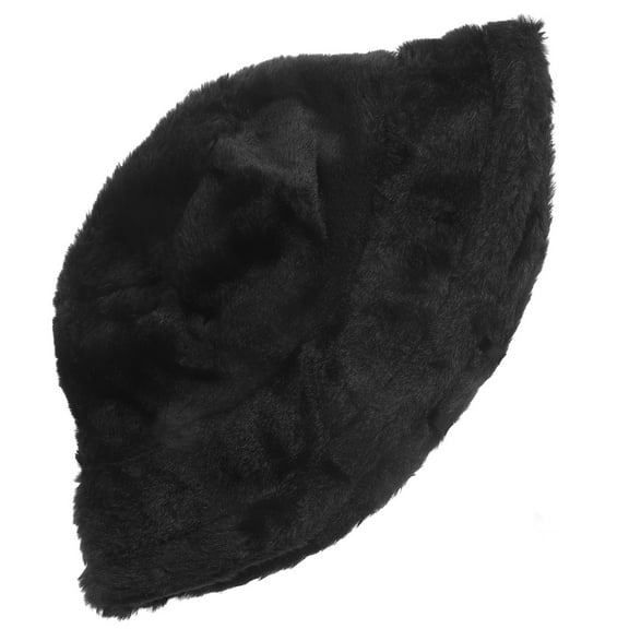 HOOWIFFY Warm Black Womens Bucket Hat Plush Cotton Soft Cozy Outdoor Wear