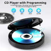 Greadio Portable CD Player, Walkman CD Player for Car, Rechargeable CD Player with USB Playback, A-B Repeat CD Player for Kids