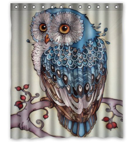 AshasdS Cute Cartoon Animals Owls in for Kids Shower Curtain Design Polyester Waterproof Fabric with 12 Rust Proof Hooks,60 X 72 Inches