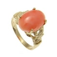 thumbnail image 3 of Genuine natural pink coral ring Hawaiian plumeria flower solid 14k yellow gold size 8, 3 of 5