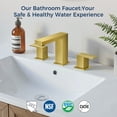 thumbnail image 3 of TVOFEK Bathroom Faucet 3 Hole, Gold Bathroom Sink Faucets 8 inch Widespread with Metal Pop up Drain and cUPC Hoses for Lavatory Vanity Restroom RV, 3 of 16