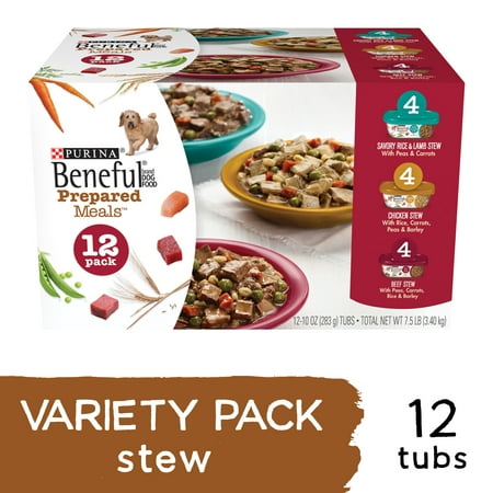 (12 Pack) Purina Beneful Gravy Wet Dog Food Variety Pack, Prepared Meals Stew, 10 oz.