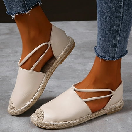 

Tangnade House Slippers for Women Fashion Casual Flat Round Toe Elastic Band Slip On Sandals Shoes