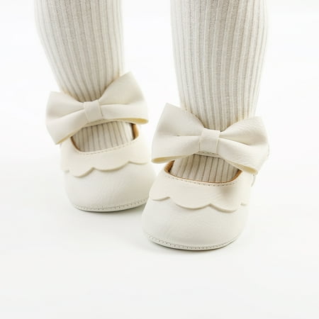 

Kiapeise Baby Girls Princess Dress Shoes Cute Mary Jane Flats with Bowknot Toddler Anti-Slip Rubber Sole First Walkers