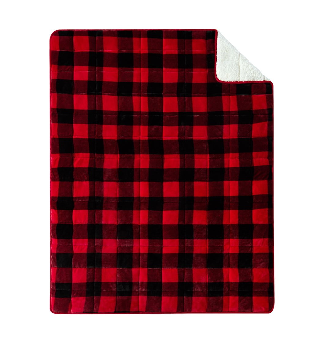 Dearfoams Super Soft Red Buffalo Plaid 15lb Weighted Blanket, 48"x72"
