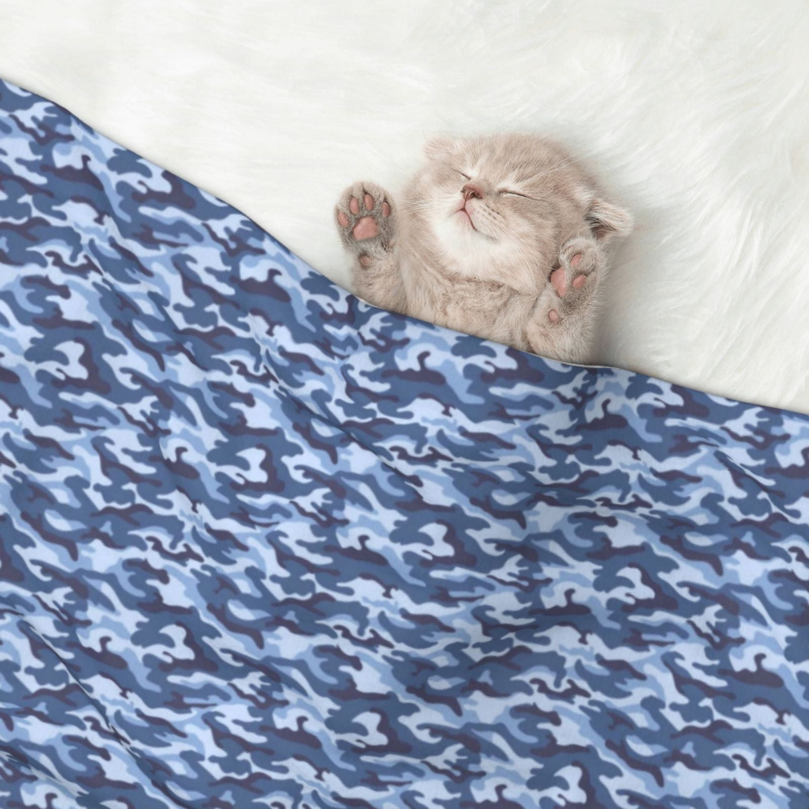 Flannel Throw Dog Blanket Navy Digital Blue Camouflage Soft Warm Print Pet Blankets for Small Dog Cat Puppy