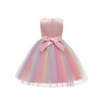 thumbnail image 2 of Toddler Kids Baby Girls Rainbow Mesh Tutu Princess Dresses Lace Flower Sleeveless Formal Party Evening Dress, 2 of 3