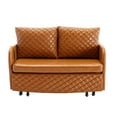 thumbnail image 5 of HOMEFUN Linen/PU Loveseat Convertible Storage Sleeper Sofa Bed with Headboard Brown+PU, 5 of 5