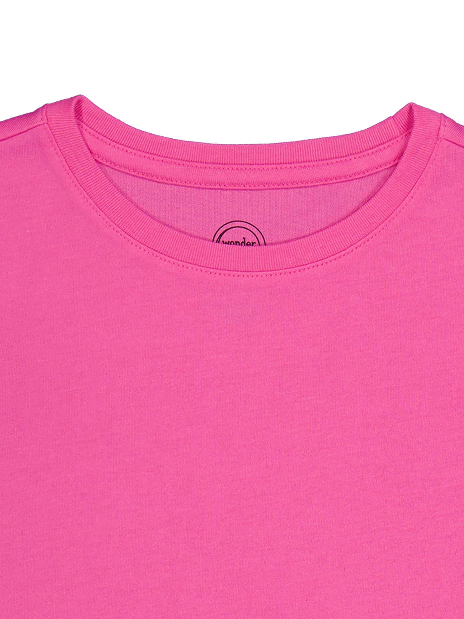 Wonder Nation Girls Kid Tough Tee with Short Sleeves, Sizes 4-18 & Plus