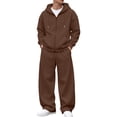 thumbnail image 2 of UDAUDU Men 2‑Piece Zip‑Up Tracksuit Set Casual Soft Fleece Oversized Full Zip Hoodie & Wide Leg Sweatpants Street Style Outfit for Men M, 2 of 6