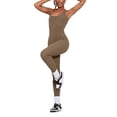 thumbnail image 2 of Seyurigaoka Women's Summer Seamless Tank Jumpsuit Solid Color U-Neck Back Cross Bandage Leggings Bodysuit for Yoga Exercise, 2 of 7