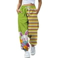 thumbnail image 3 of Pantalons de Survêtement Amples de Pâques pour Femmes Poches Taille Haute Imprimé Patchwork Sport Jogger, 3 of 5