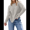 thumbnail image 2 of Suéteres de Cuello Redondo de Punto Extragrandes para Mujer Gris M, 2 of 8