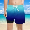 thumbnail image 2 of SGMVNU Boys Swim Trunks Swimsuit with Compression Liner Tropical Print Swimwear Bathing Bottoms Beach Board Shorts, 7-8 Years, HJ1-Blue, 2 of 4