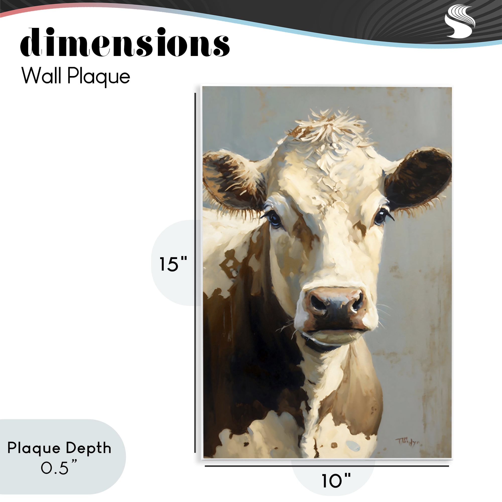 Stupell Industries Farmhouse Cow with Gentle Gaze Wall Plaque Art, design by Creative Studio