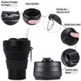 thumbnail image 3 of Taza de viaje plegable de silicona, con Tapa y Pajita, Sellada, Reusable, Vaso Portatil para Viajes, Camping, Bebidas Frías y Calientes (negro), 3 of 4